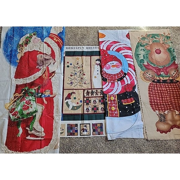 Lot of 4 Door Panels Daisy Kingdom Santa Wreath Snowman Homespun Fabric Sewing - Picture 10 of 10